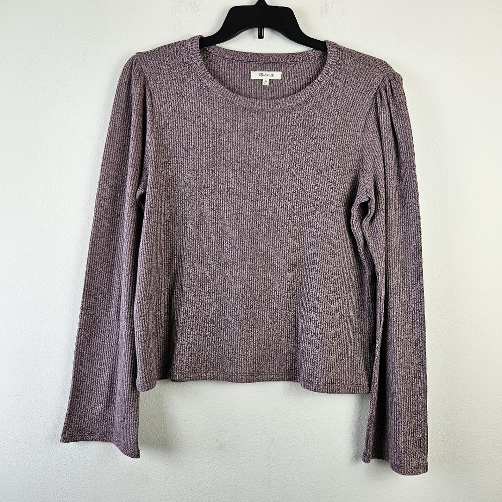 Madewell Purple Ribbed Long Sleeve Top